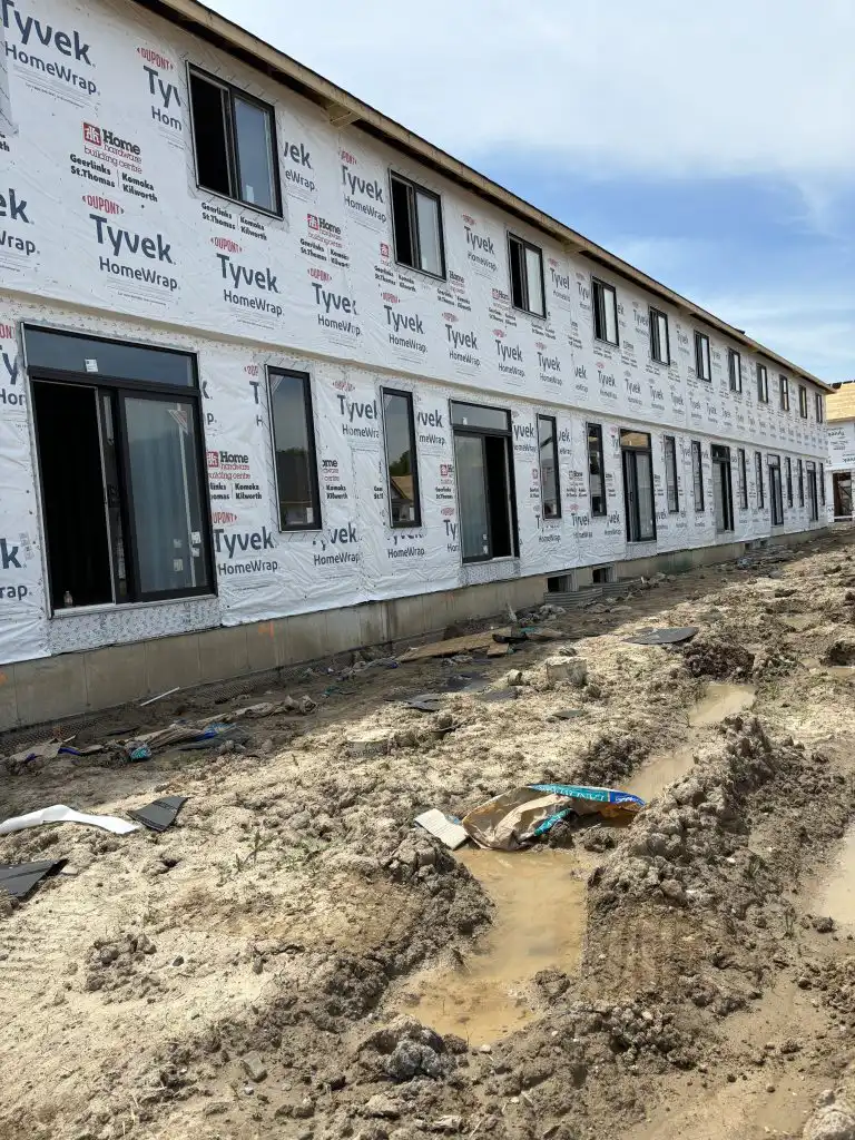 CF Framing project featuring the framing of row homes. CF Framing is a local family run business of house framing contractors in Southwestern Ontario specializing in new homes, additions, and structural framing for renovation projects.